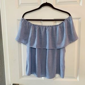 WOMENS OFF-SHOULDER STRIPED BLOUSE